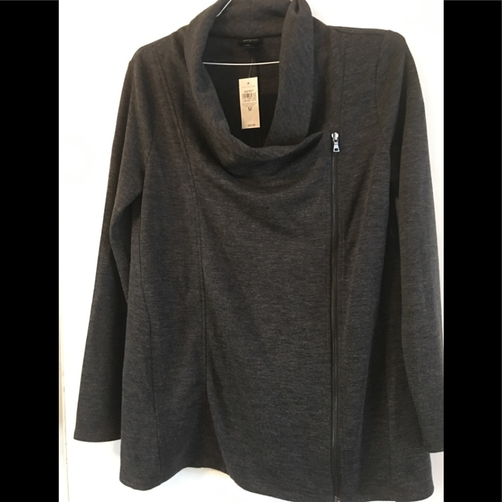 Ann Taylor dark grey sweater with zipper NWT